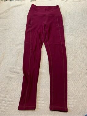 Silver Icing Fleece Lined High-Waist Berry Leggings with Side Pockets